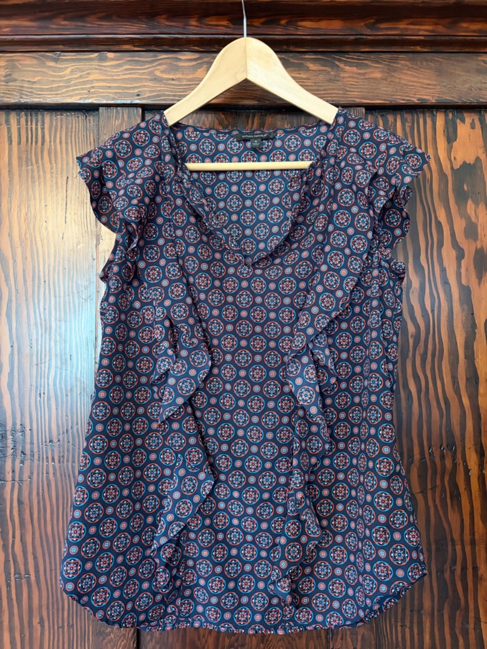 Banana Republic Medallion Print Ruffle Sleeve Blouse